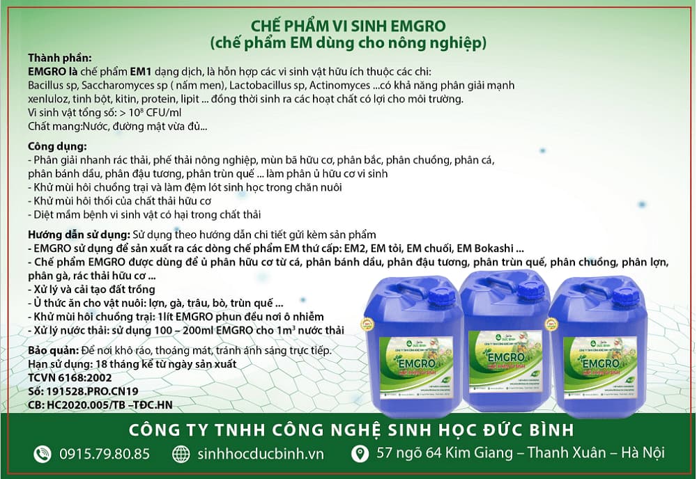 Thông tin chi tiết về chế phẩm sinh học EMGRO