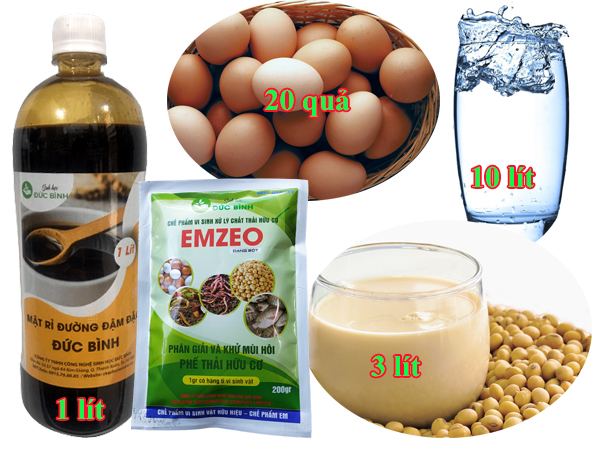 Men emzeo ủ phân hữu cơ từ đậu tương, trứng, chuối, sữa ... không hôi hiệu quả nhất