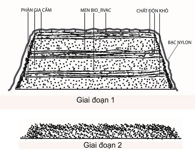 Mô tả quy trình kết hợp giữa hình thức ủ nóng và lạnh trong xử lý phân gà hữu cơ